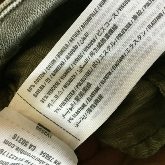 Abercrombie & Fitch Jeans Women Sz 4 Olive Green Distressed Harper Super Skinny - Picture 10 of 11